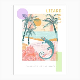 Chameleon On The Beach Modern Illustration Poster Art Print