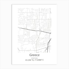 Greece,United States Minimalist Map Art Print