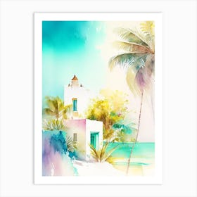 Isla Holbox Mexico Watercolour Pastel Tropical Destination Art Print