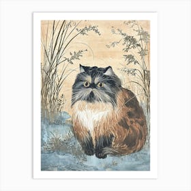 Himalayan Cat Relief Illustration 1 Art Print