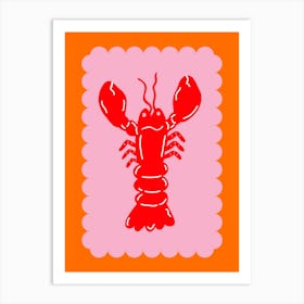 Lobster Scallop Red On Orange And Pink Art Print