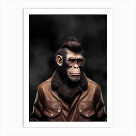 Cute Monkey Wearing Jacket Art Print