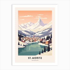 Vintage Winter Travel Poster St Moritz Switzerland 1 Art Print