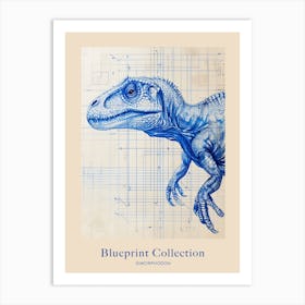 Dimorphodon Dinosaur Blue Print Style 2 Poster Art Print