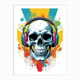 Skull With Headphones Pop Art (21) Art Print