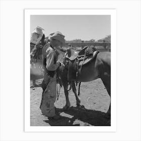 Tightening Cinch, Cattle Ranch Near Spur, Texas By Russell Lee Art Print