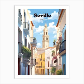 Seville Spain Cityscape Modern Travel Illustration Art Print