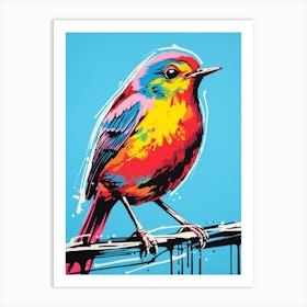 Andy Warhol Style Bird Robin 4 Art Print