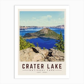 Crater Lake Minimalist Travel Poster Art Print