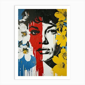 Woman With Flowers, Pop Art 1 Art Print