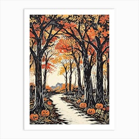 Halloween Pumpkins In The Woods Art Print