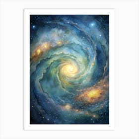 A Glowing Image Of A Spiral Galaxy Captured Throug Art Print