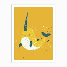 Yellow Narwhal 1 Art Print