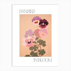 Pansies In Bloom Flowers Bold Illustration 2 Art Print