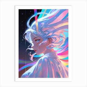 Anime Girl With White Hair Art Print