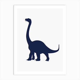Navy Blue Dinosaur Silhouette 5 Art Print