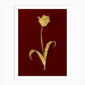 Vintage Didier's Tulip Botanical in Gold on Red n.0335 Art Print