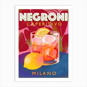 Negroni Cocktail Drink Aperitivo Milano Italy Kitchen Art Print