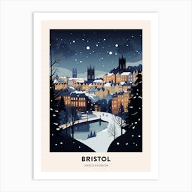 Winter Night  Travel Poster Bristol United Kingdom 3 Art Print