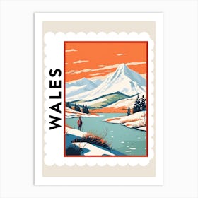 Retro Winter Stamp Poster Snowdonia United Kingdom 2 Art Print