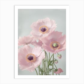 Anemone Flowers Acrylic Pastel Colours 3 Art Print