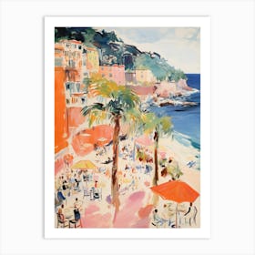 Cinque Terre   Italy Beach Club Lido Watercolour 3 Art Print