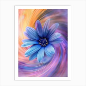 Blue Flower In A Swirl Art Print