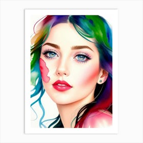 Portrait Of A Woman With Colorful Hair 5 Art Print