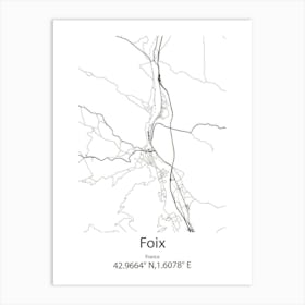 Foix,France Minimalist Map Art Print