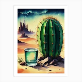 Chillin Cactus Art Print