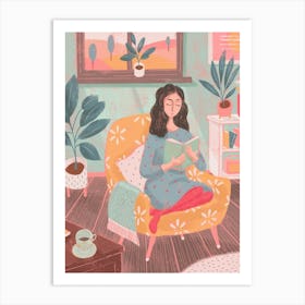 Woman Reading At Home Art Print