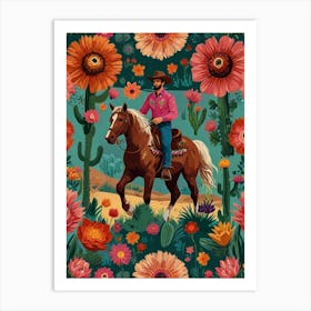 Cowboy On Horseback 3 Art Print