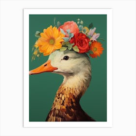 Bird With A Flower Crown Duck 3 Art Print