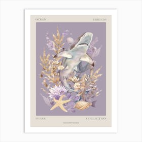 Purple Dogfish Shark Illustration 2 Poster Art Print