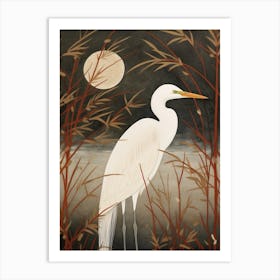 Bird Illustration Egret 1 Art Print