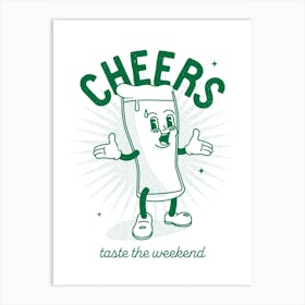 'Cheers' retro poster in green Art Print