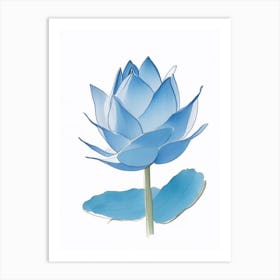 Blue Lotus Pencil Illustration 6 Art Print