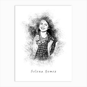 Selena Gomez Drawing Art Print