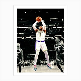 Carmelo Anthony Of The Los Angeles Lakers Shoots The Ball During The Game Against The Denver Nuggets Art Print