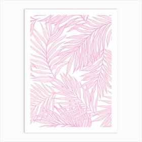 Pink Tropical Leaves 1 Art Print