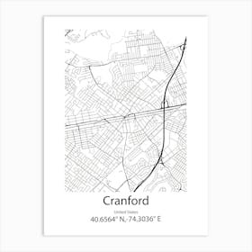 Cranford,United States Minimalist Map 1 Art Print