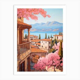 Antalya Turkey 3 Vintage Pink Travel Illustration Art Print