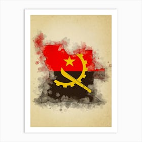 Angola Flag Vintage Art Print