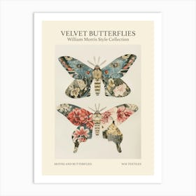 Velvet Butterflies Collection Moths And Butterflies William Morris Style 4 Art Print