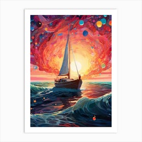 Sailboat At Sunset 6 Art Print