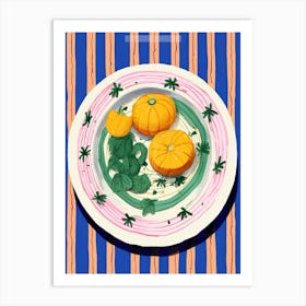 A Plate Of Pumpkins, Autumn Food Illustration Top View 75 Art Print