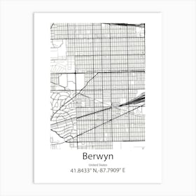 Berwyn,United States Minimalist Map 1 Art Print