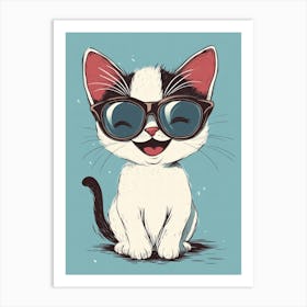 Cute Cat In Sunglasses 3 Art Print