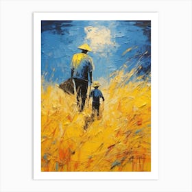 Father And Son In A Field Art Print