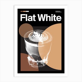 Mid Century Dark Flat White Coffee Art Print